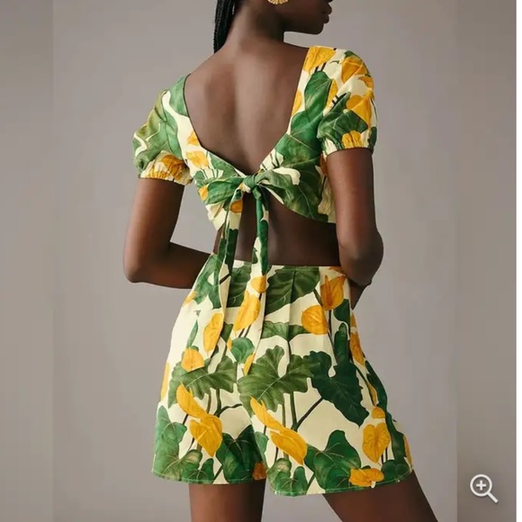 FARM Rio Pants - Farm Rio Cutout Tie-Back Romper - Size Medium
